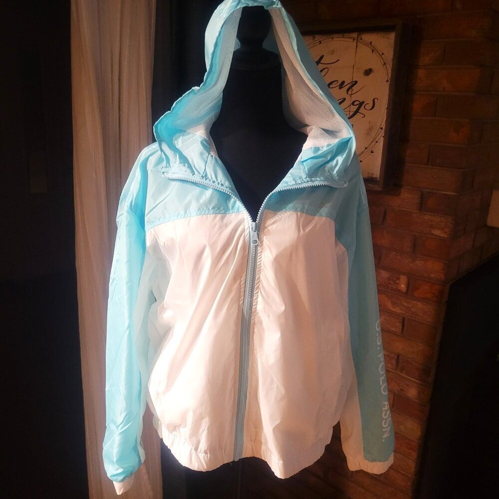 NWT US Polo Assn Lt Blue/White Windbreaker - Size L - Picture 9 of 10